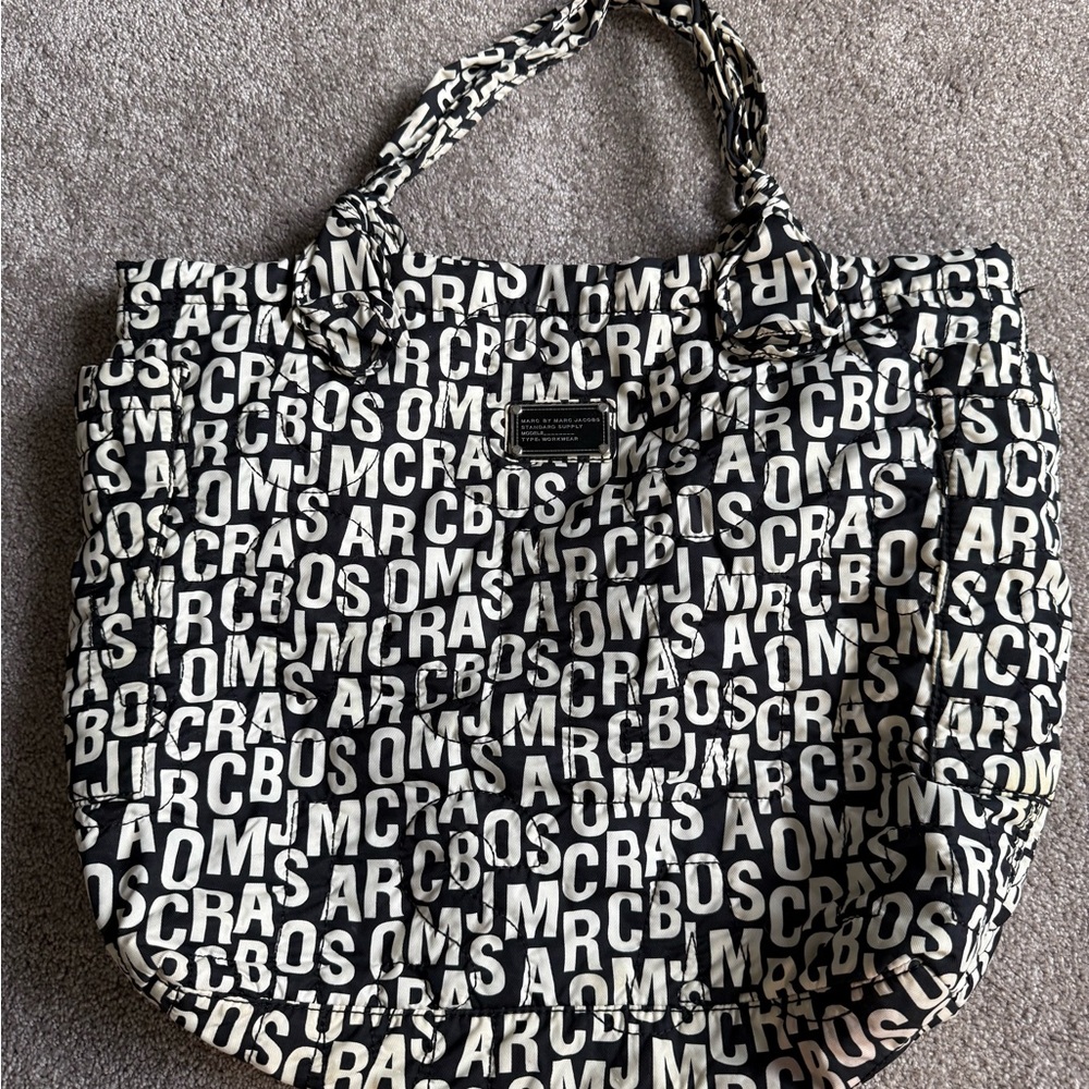 Marc by Marc Jacobs Black and White Logo-Print Tote